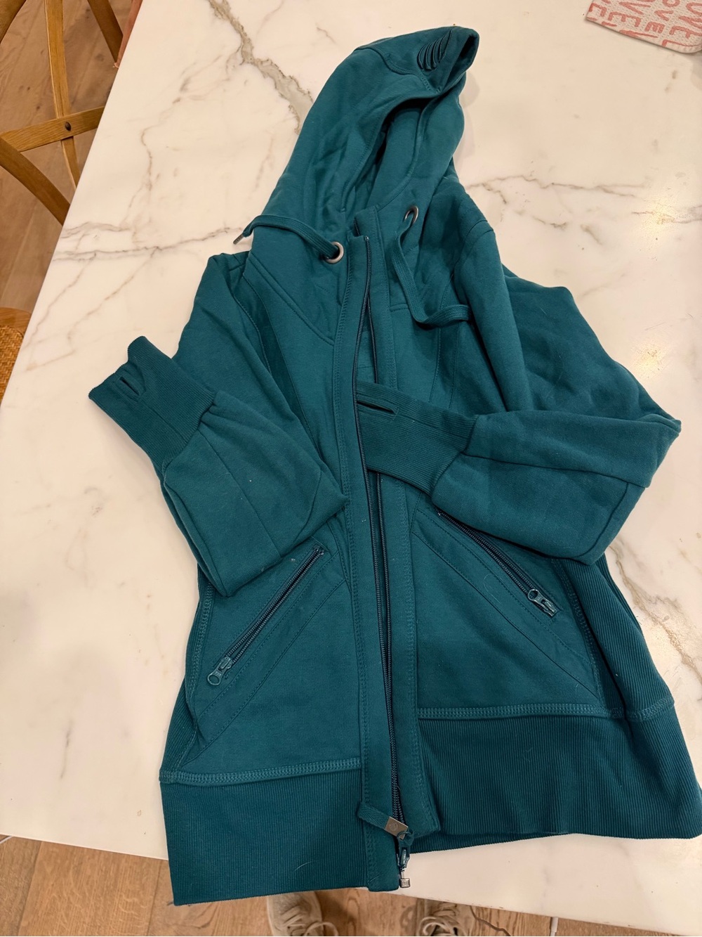 Teal Hooded Zip Front Bomber Jacket